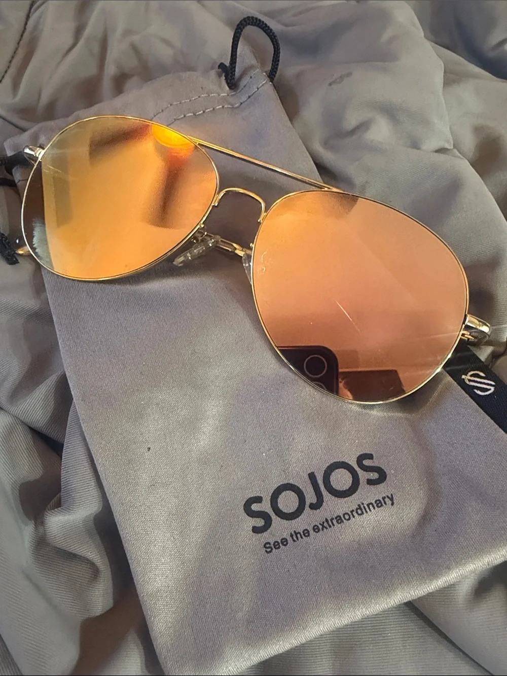 SOJOS SJ1039 Gold Rose Mirror Aviator Sunglasses UV400